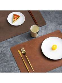 1pc Waterproof And Oil-Proof Heat Resistant Placemat, High-End European Faux Leather Table Mat For Dining Room, Plates And Bowls