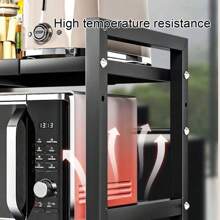 3 Tier Expandable Microwave Oven Rack Stand Storage Holder Kitchen Corner Shelf,Expandable Microwave Kitchen Shelf, Household Double Storage Shelf,Black, 67*36*78cm