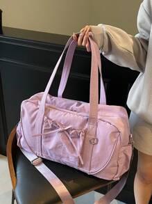 A Travel Luggage Bag Made Of Solid Color Fabric, Large Capacity Hand-Held Shoulder Bag, Yoga Fitness Bag For Loading Clothes At The Gym, Travel Bag That Can Be Worn On A Suitcase For Changing Clothes, Large Capacity Luggage Bag