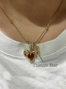 1 pièce Collier avec pendentif personnalisé minimaliste en zircone cubique en forme de cœur et lettre initiale en or, collier avec lettre personnalisable simple. Pendentif avec initiale en acier inoxydable personnalisé. Un cadeau idéal pour la petite amie, la mère, la famille, l'amie, la fille pour l'anniversaire, la Saint-Valentin, la Fête des mères, la remise des diplômes, le port quotidien, le mariage, la fête.