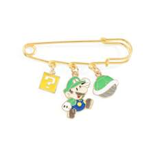SuperMario 超级马里奥1/4卡通创意马里奥金属别针游戏人物锌合金胸针金属徽章蘑菇珐琅徽章配饰女士时尚服装包包配饰别针送朋友的礼物 - 均碼 - 查看 16