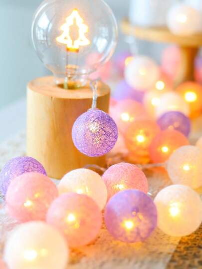 1pc 3M20LED Candy Colored Line Ball LED Fairy Light String, Home Decor Light String, Indoor Bedroom Decoration Light String, Wedding Party Decoration LED Cute Light String,Camping Tent Decor String Light
