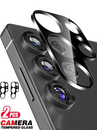 2 Packs Camera Lens Protector Compatible With Samsung Galaxy, 9H Tempered Glass Lens Cover, Anti-Scratch & Case Friendly [Not Affect Flash & Night Shot],Black