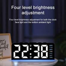 1pc LED Modern Multi-Function Digital Alarm Clock Ambiance Light With Adjustable Brightness, Date Display And USB Power Supply, Dual Alarm Clock Display - Stylish Rectangular Design For Bedroom And Living Room Decor, Bedroom Alarm Clock ( No Battery, Battery Only Memory Function ) Gifts Birthday Graduation