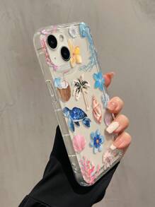 1 个水母、海龟、椰子树图案全保护壳，适用于 Apple iPhone 16、15、14、13、12、11 Pro Max 和系列 - 彩色 - 查看 4