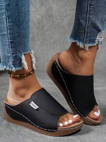 Damen Lässig Mode Zehentrenner Keilsandalen, bequeme Plateausohle
