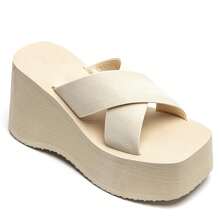 Sandali à plateforme croisée – Comfort e stile per un look senza precedenti - Beige - Visualizzare 2