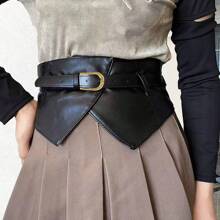 1pc Fashion Minimalist Waist Belt, Women Versatile Decorative Waist Strap, Practical High-End Wide Waist Cincher, Suitable With Dresses, Coats, Cardigans, PU Leather Material - Multicolor - View 1