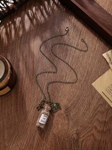 1pc Pirate Treasure Jar Of Dirt Glass Bottle Necklace With Skull And Crossbones Flag Charm, Caribbean Inspired, Suitable For Daily Wear