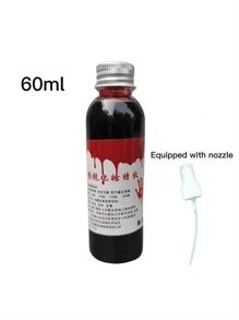 假血 500ml/300ml/80ml/50ml/30ml/60ml/10ml，（标准尺寸 300ml），角色扮演服装道具、派对表演、角色扮演、吸血鬼、僵尸节日道具、衣服装饰性溢出、摄影道具（随机颜色）（瓶子标签因批次而异） - 彩色 - 查看 3