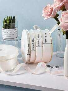 Elegant White Ribbon 25yards/Roll 10-40mm Ribbon Suitable For Gift Packaging, Cake Decoration, Diy Bow, Handicraft Decoration Ribbons - White - View 12