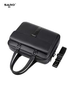 saroxi 1 件男士商务手提包、休闲单肩包、斜挎包、高档户外新款礼品包、多功能大容量 PU 皮包，适合旅行和朋友 - 黑色 - 查看 6