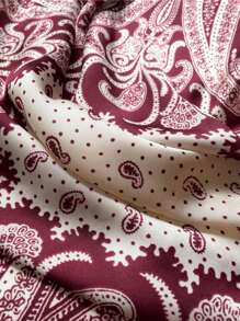 1pc Vintage Paisley Print Faux Silk Square Scarf, Women Polka Dot Neckerchief, Holiday Gift, Suitable For Hair Accessories And Various Outfits For Dress - Red and White - View 4