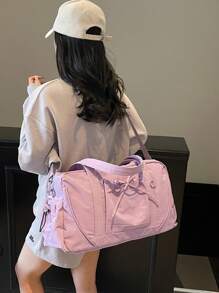 A Travel Luggage Bag Made Of Solid Color Fabric, Large Capacity Hand-Held Shoulder Bag, Yoga Fitness Bag For Loading Clothes At The Gym, Travel Bag That Can Be Worn On A Suitcase For Changing Clothes, Large Capacity Luggage Bag