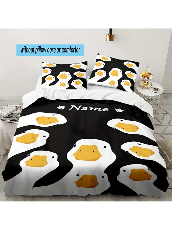 3pcs Customized Photo Bedding Set, Including 2 Pillow Covers - 100% Polyester, Zippered Closure, Digital Printing, Tear-Resistant, Machine Washable - Personalized Bedding For All Seasons