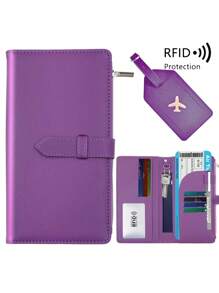Nieuwe aankomst slanke minimalistische lange paspoorthouder bagagelabelset RFID-blokkerende reisportemonnee documentenorganizer met penhouder kaartsleuven schattige paspoorthoes voor vrouwen mannen creditcardhouder pinpas passacavo porta fotokaarthouder minimalistische portemonnee slimme portemonnee airtag portemonnee visitekaartje zwart roze