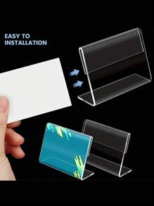 10/5Pcs Acrylic Price Tag Holders - L-Shaped Transparent Sign Display Stands For Labels, Water-Resistant, Ideal For Office & Dining Settings
