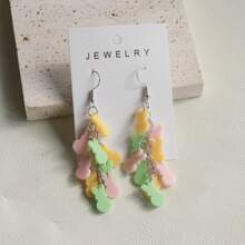 1 Pair Cute Rabbit Acrylic Long Dangle Earrings For Women, Suitable For Easter, Everyday And Party Wear - Yellow - View 2