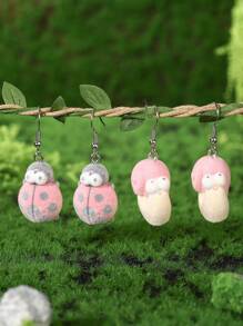 1 par de brincos personalizados de animais depenados em resina de joaninha de sete estrelas, um brinco exclusivo para mulheres e meninas, adequado para uso diário e pode ser trocado como presente