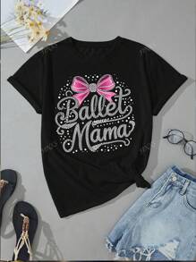 Zomer Casual Veelzijdig Effen Kleur Vlinder Mom Patroon Bedrukt Kort Mouw Normaal T-shirt