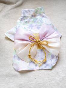 1pc Pet Clothes, Cute Stylish Sakura Dream Kimono Outfit For Small Dogs & Cats - Purple - View 6