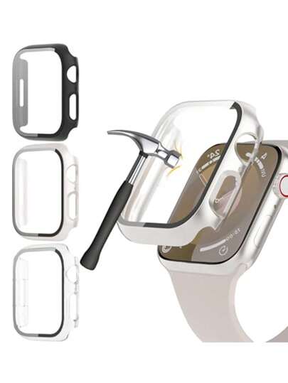 1pc PC Frame + Screen Protector 2-In-1 Hard Case, Minimalist Anti-Drop Watch Cover, Compatible With Apple Watch Series 10/9/8/7/SE/6/5/4/3/2/1, Fits 38mm/40mm/41mm/42mm/44mm/45mm/46mm/49mm (Watch & Strap Not Included)