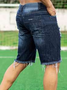 Men's Fashion Distressed Skinny Straight Denim Shorts Jorts