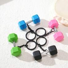1 件迷你哑铃钥匙扣、学生背包饰品配件、健身爱好者礼物、锌合金哑铃吊坠 - 彩色 - 查看 6