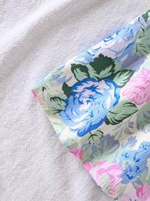 Women's Floral Printed Spaghetti Strap Backless Vacation Dress, Spring/Summer - Green - View 5