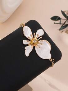 1pc Fashion Bohemian Enameled Metallic Flower Pendant Anklet, Suitable For Ladies Daily And Holiday Outfits - Flowers - View 12