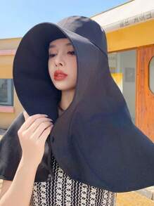 1pcNew Women's Large Beach Hat With Shawl Cover And Comprehensive Sun Protection, Can Shade Outdoor Riding UV Protection - Multicolor - View 15