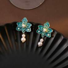 Blue Flower Earrings Ladies Fashion Design Style Niche Earrings - 1 件 - 查看 3