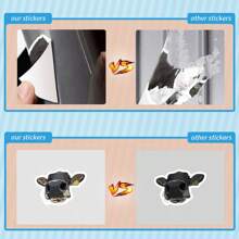 56PCS Black And White Cow Stickers Vinyl Aesthetics Stickers Scrapbooking, Diary, Bumper, Skateboard, Water Bottle, Cartoon, Hard Hat, Car Stickers And Decals - Multicolor - View 4