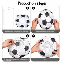 5pcs Soccer Paper Lanterns Sports Soccer , 2024Decorations,Themed Birthday Party Decorations Supplies Party Favors,Christmas