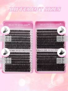 640PCS/270PCS DIY Eyelash, Individual Eyelash Curler, D Curl Eyelash, 10-18mm, 10D+20D+30D+40D/30D+40D+50D+60D/50D+60D+80D+100D/60D+80D+100D Eyelash Book For DIY At Home, Music Festival Lash Clusters,Eye Lash Clusters,Individual Eyelashes,Lashes,Fake Lashes - D - View 2