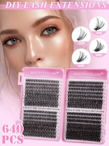 640PCS/270PCS DIY Eyelash, Individual Eyelash Curler, D Curl Eyelash, 10-18mm, 10D+20D+30D+40D/30D+40D+50D+60D/50D+60D+80D+100D/60D+80D+100D Eyelash Book For DIY At Home, Music Festival Lash Clusters,Eye Lash Clusters,Individual Eyelashes,Lashes,Fake Lashes - D - View 8