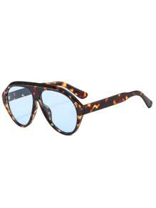 1pc Women Pilot Glasses, Multi-Color Leopard Print Retro Boho Style, Unisex Plus Size Street Fashion Y2K Chic Decoration Glasses, Beach Shades Suitable For Vacation And Driving