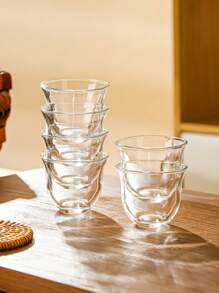 6 件/8 件/12 件，2.3 盎司玻璃茶杯 - 防刮、隔热、圆形玻璃器皿，适用于茶、清酒、浓缩咖啡 - 多用途、可用洗碗机清洗的透明杯子，表面光滑设计，重返校园