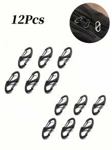 12pcs Backpack Zipper Lock Set, Anti-Theft Zipper Clip Keeps Zipper Closed, Backpack Buckle Alloy Outdoor Camping Multi-Functional S Buckle Metal Buckle Hook - Black - View 1