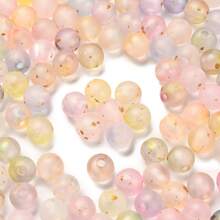 About 50pcs Frosted Gradient Acrylic Beads With Gold Foil, 8x7.5mm, DIY Jewelry Making, Suitable For Earrings, Bracelets, Necklaces