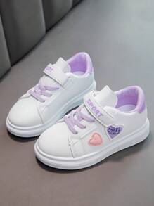 女童钩环平底小白运动鞋，小学生运动鞋，休闲帆布鞋，2025 年春季