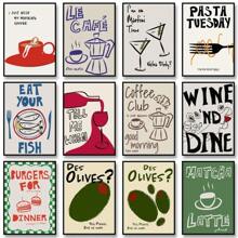 1 幅现代帆布画 咖啡菜单海报 复古食物帆布画 复古厨房印刷墙艺术画 适用于客厅家居装饰 无框架