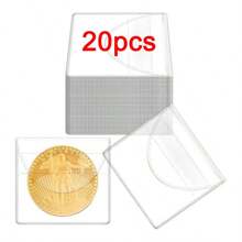 20 Stücke Einzelpackung Münz-Flip-Münzhalter-Clip, klarer PVC-Münzschutz, Einzelplastik-Münzclip, Münzschutztasche, für Münzen, Schmuck, Kleinteile
