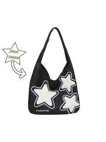 Personalized Customized Tote Bag, Star Pattern Single Room Armpit Bag, Portable Casual Storage Tote Bag, Fashionable Nylon Shoulder Bag, Lightweight Travel Tote Bag, Bridesmaid Bridal Party Girl Travel Gift, Suitable For Daily Use - A - View 11