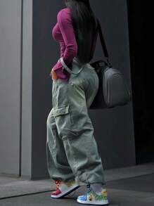 Chic Baggy Denim Overalls - Detachable Straps, Utility Pockets, Sexy Street Style For Everyday Wear - Medium Wash - View 5