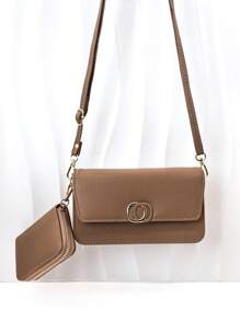 Mini Messenger Mobile Phone Wallet High Quality Soft PU Fashion Flip Phone Wallet Zipper Multi-Function Large Capacity Mobile Wallet Two Pieces Mobile Phone Wallet Big Capacity Card Holder For Women Wallet Purse Wallet - Brown - View 2