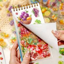 1 件装丰收季节水果主题贴纸书 - 24 张双材质 PET 和日本纸，哑光表面，自粘装饰贴纸，适用于 DIY 日记、剪贴簿、笔记本、水瓶和滑板、水果贴纸 - 彩色 - 查看 11