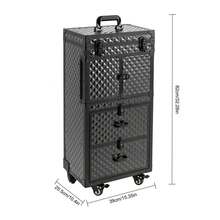 Make-Up Rolling Cosmetic Case Cosmetic Case Makeup Case Trolley Hairdressing Case Cosmetic Case Makeup Case Trolley Beauty Case Hairdressing Case Jewelry Case - Black - View 3