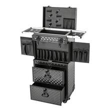 Make-Up Rolling Cosmetic Case Cosmetic Case Makeup Case Trolley Hairdressing Case Cosmetic Case Makeup Case Trolley Beauty Case Hairdressing Case Jewelry Case - Black - View 4