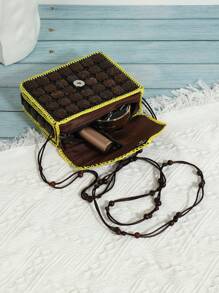 New Handmade Women Coconut Shell Crossbody Bag, Woven Beaded Coconut Shell Sling Bag - Multicolor - View 9